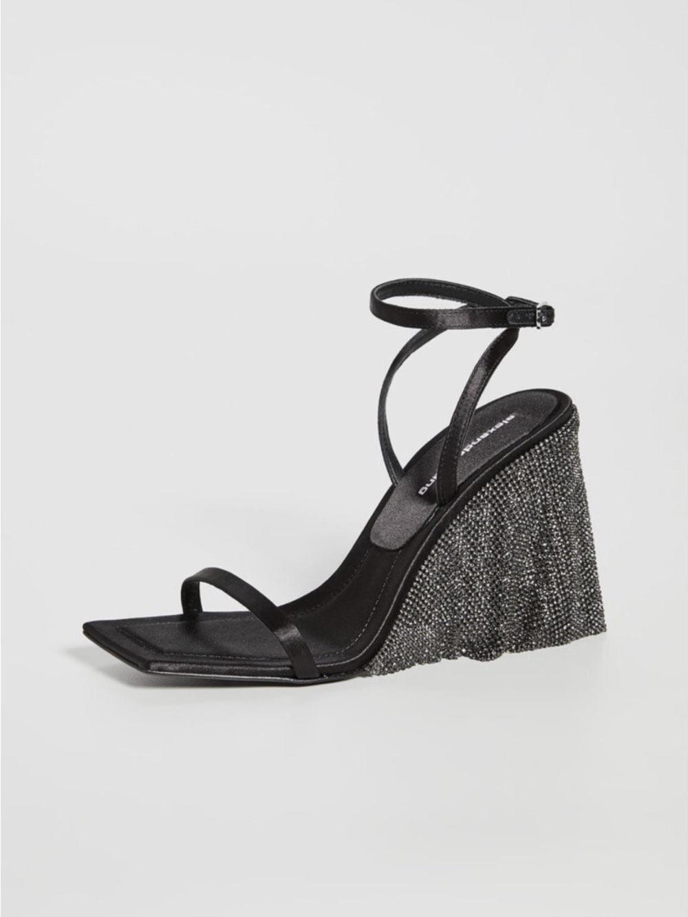 Alexander Wang Blake Sandals With Draped Mesh Crystal Curtain